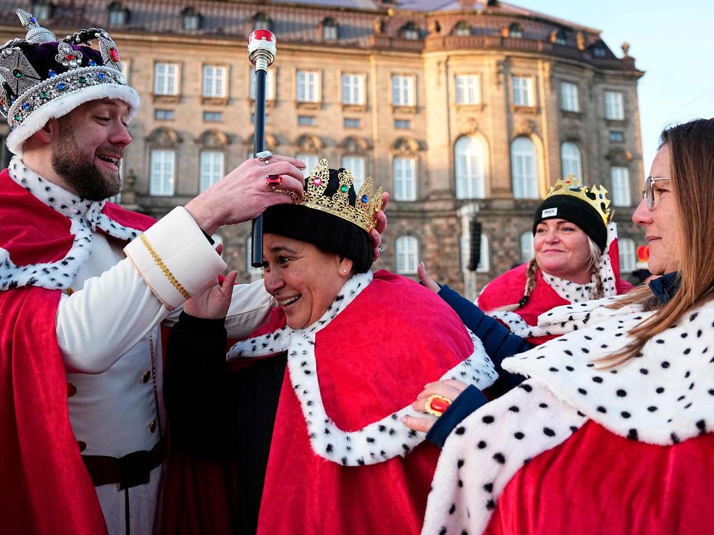 Danes dress as royals at Christiansborg Palace Square before the proclamation. Picture: Mads Claus Rasmussen / Ritzau Scanpix/AFP