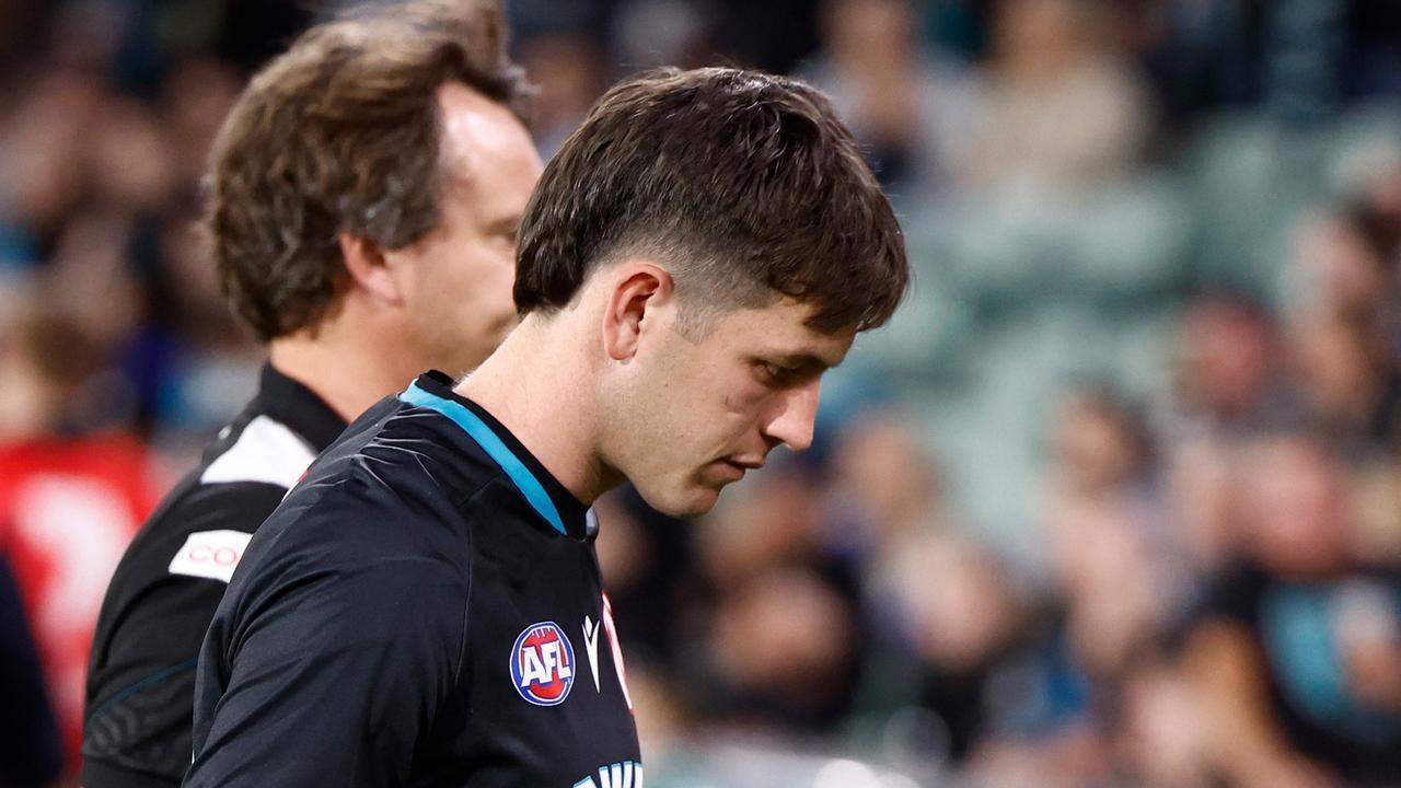 Port Adelaide star Zak Butters is battling sore ribs ahead of Friday’s semi-final against Hawthorn at Adelaide Oval. Picture: Michael Willson / Getty Images