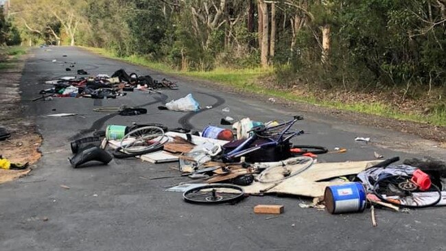 Waste left by illegal dumpers — fly tippers — on Killawarra Rd, Duffys Forest. Picture: Supplied