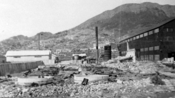 The remains of POW Camp 14 in Nagasaki, taken by Private Allan Chick. Picture: Australian War Memorial.