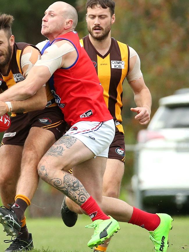 Michael Evans in action for Mernda. Picture: Hamish Blair