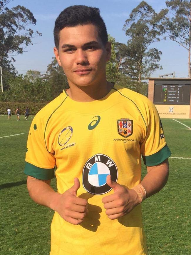 Noah Lolesio pictured after an Australian Schoolboys match in 2017. Picture: Supplied