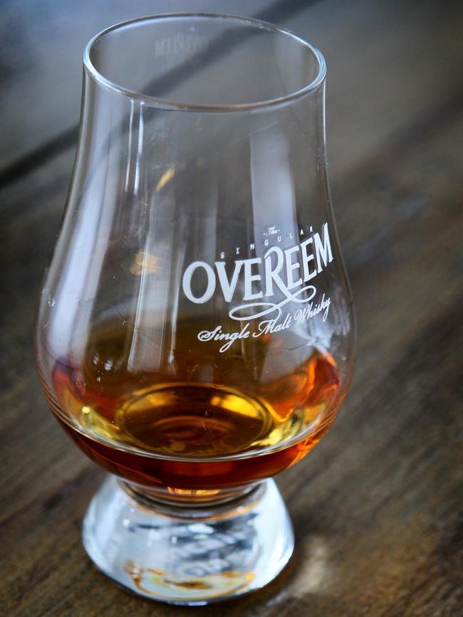 A glass of Overeem single malt.