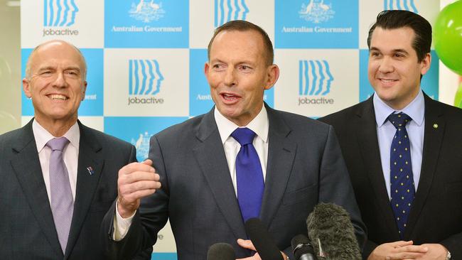 Prime Minister Tony Abbott attends official opening of the Sarina Russo Job Access Ringwood Office. With Eric Abetz and Michael Sukkar. Picture:Carmelo Bazzano