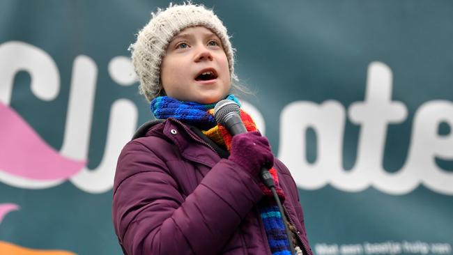 Swedish environmentalist Greta Thunberg at a climate protest. Picture: AFP