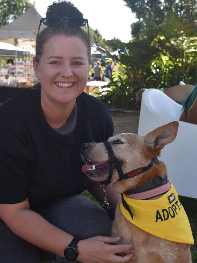 Ipswich 2023 Dog Day at Nicholas Street Precinct pictured is Mel Ison with dog Oli