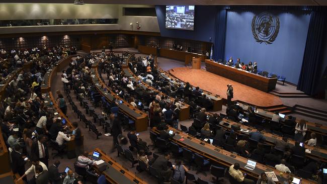 Delegates meet at the United Nations climate change conference in Bangkok yesterday.The six-day meeting failed in its aim of completing preparations so an agreement can be reached in December on guidelines to implement the 2015 Paris agreement.