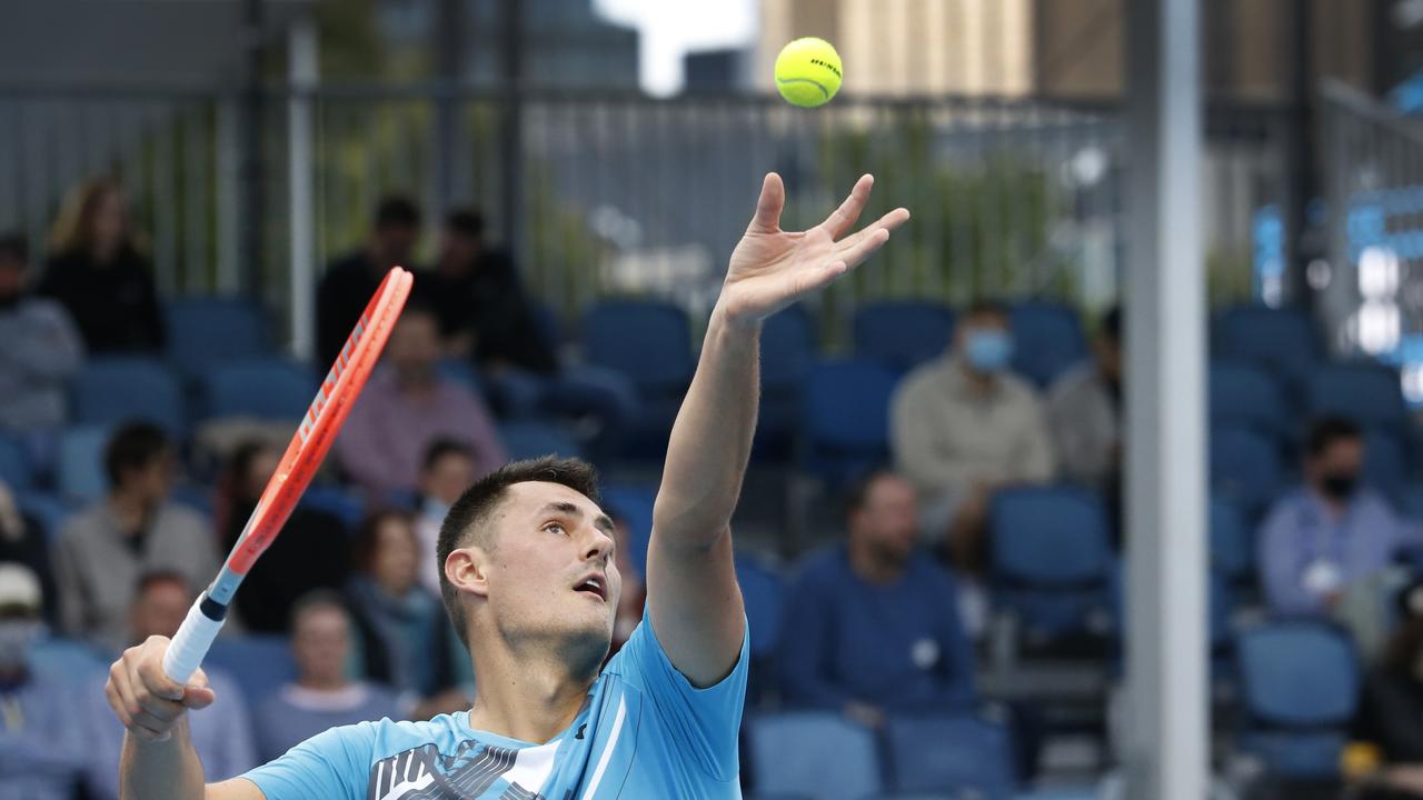 Bernard Tomic qualified for and won a round at last year’s Australian Open. Picture: David Caird