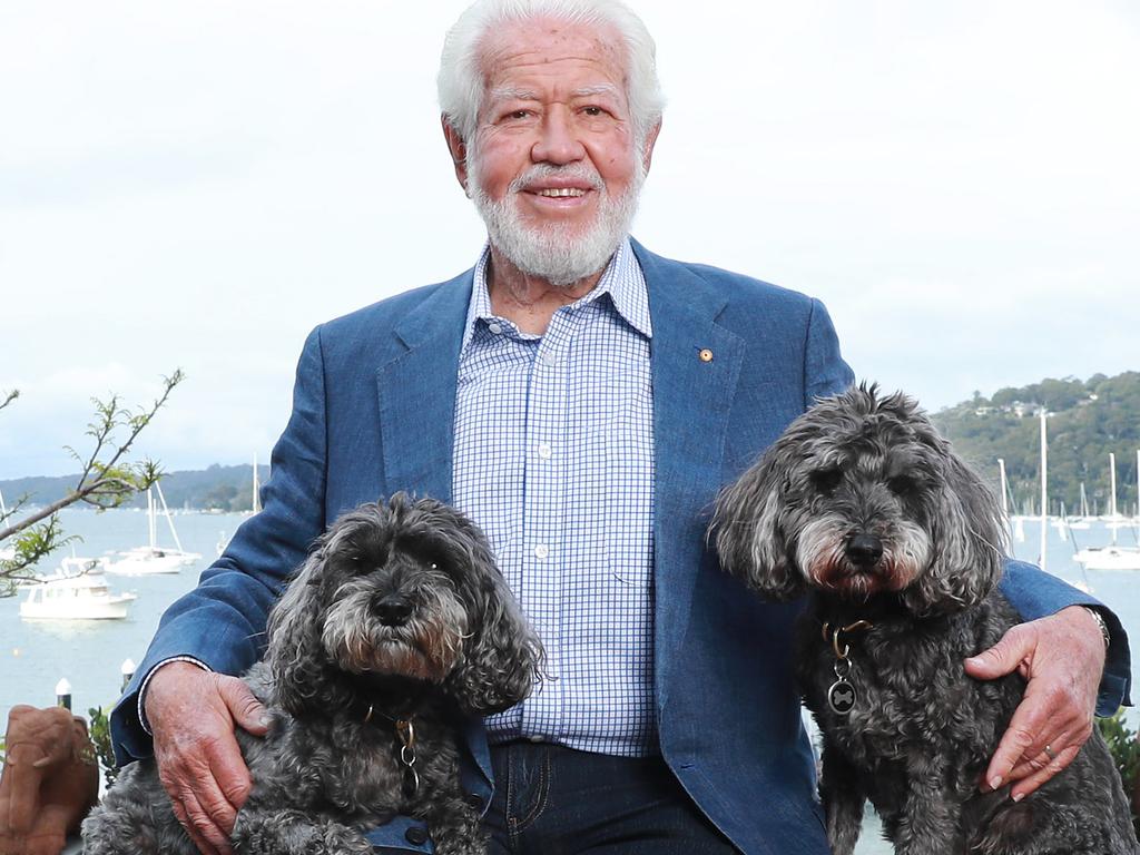 Executive Director of Blackmores Ltd Marcus Blackmore and his dogs Spikey and Rocky at his home at Bayview. Picture: John Feder/The Australian.