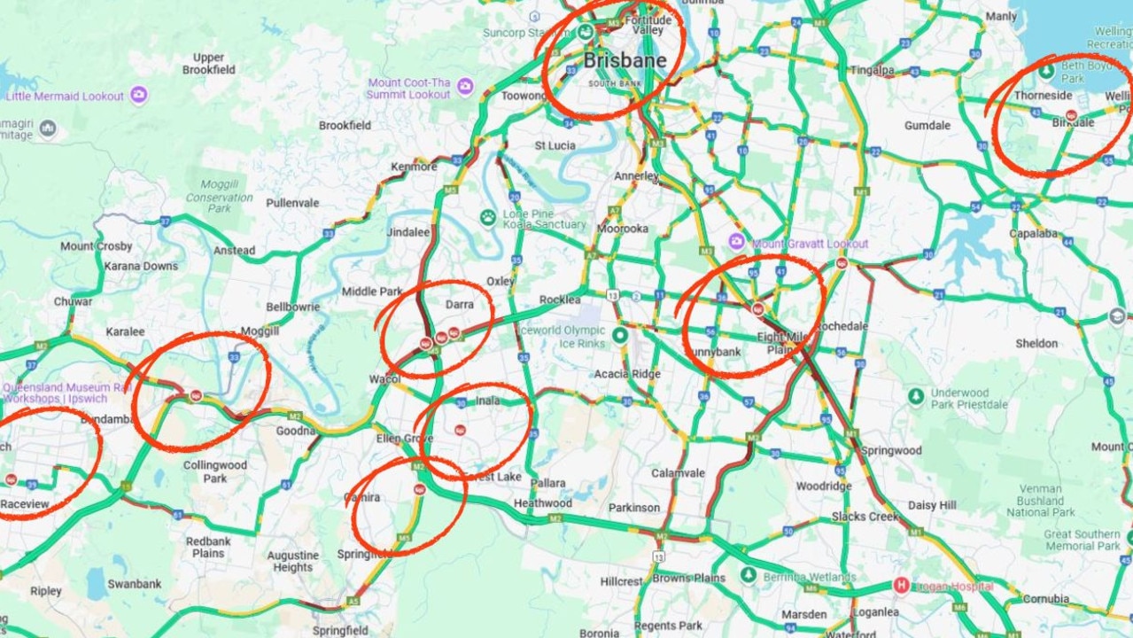 Peak-hour meltdown: Eight crashes plunge Brisbane into gridlock