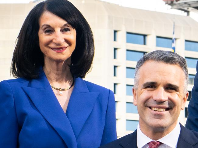 Melvin Mansell, Angela Condous, Premier of South Australia Peter Malinauskas, Head of the Advertiser Foundation Dan Demaria and Penny Fowler together on the rooftop at the Advertiser building, Adelaide, Kaurna Yarta, Wednesday, November 16, 2022. (The Advertiser/ Morgan Sette)