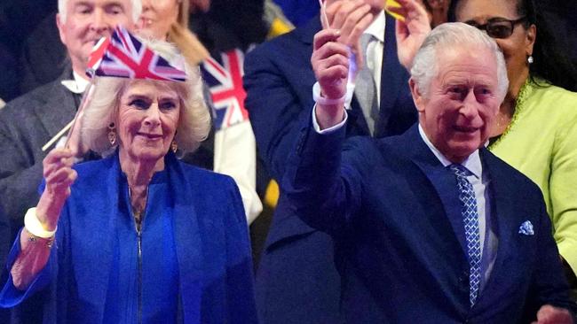 Queen Camilla (L) and King Charles at the Coronation Concert at Windsor Castle.