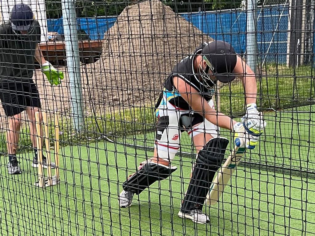 Jeff Case at work in the nets.