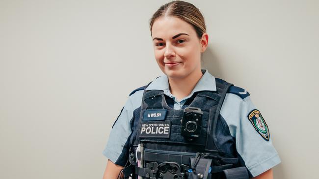 Moree Police Officer Nicole Welsh was hit by a rock which smashed through the window of her patrol car. Picture: Laura Kennedy