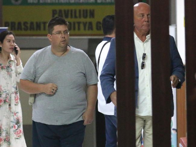 New Zealander Thomas Michael Daly, 38, accompanied by Australian John McCloud during the medical check at Police Hospital in Denpasar, Bali. Picture: Lukman S. Bintoro