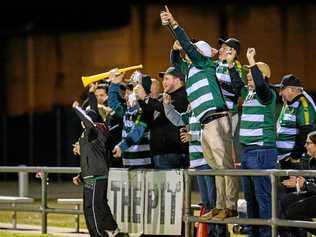 FOR THE FANS: Western Pride fans will be shouting their lungs out trying to get their team home in Saturday night's match against Brisbane Strikers at Perry Park. Picture: Chris Simpson