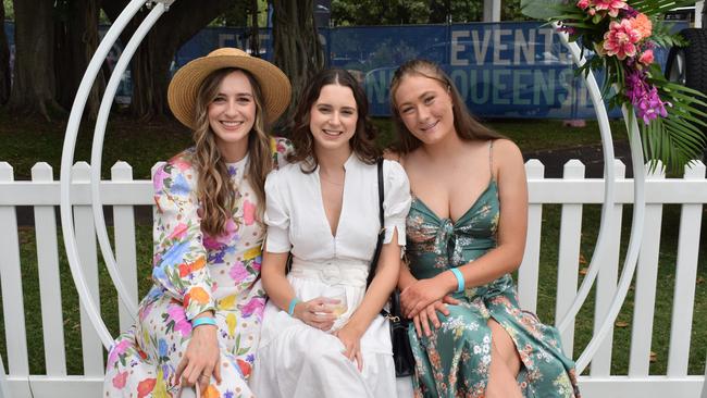 Patria, Claire and Sydney at the Rockhampton Jaguar Land Rover Pop-Up Polo on June 3, 2023. Picture: Aden Stokes