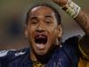 Joe Tomane of the Brumbies celebrates after scoring a try during the Round 2 Super Rugby match between the Brumbies and the Waratahs at GIO Stadium in Canberra, Friday, March 4, 2016. (AAP Image/Lukas Coch) NO ARCHIVING, EDITORIAL USE ONLY