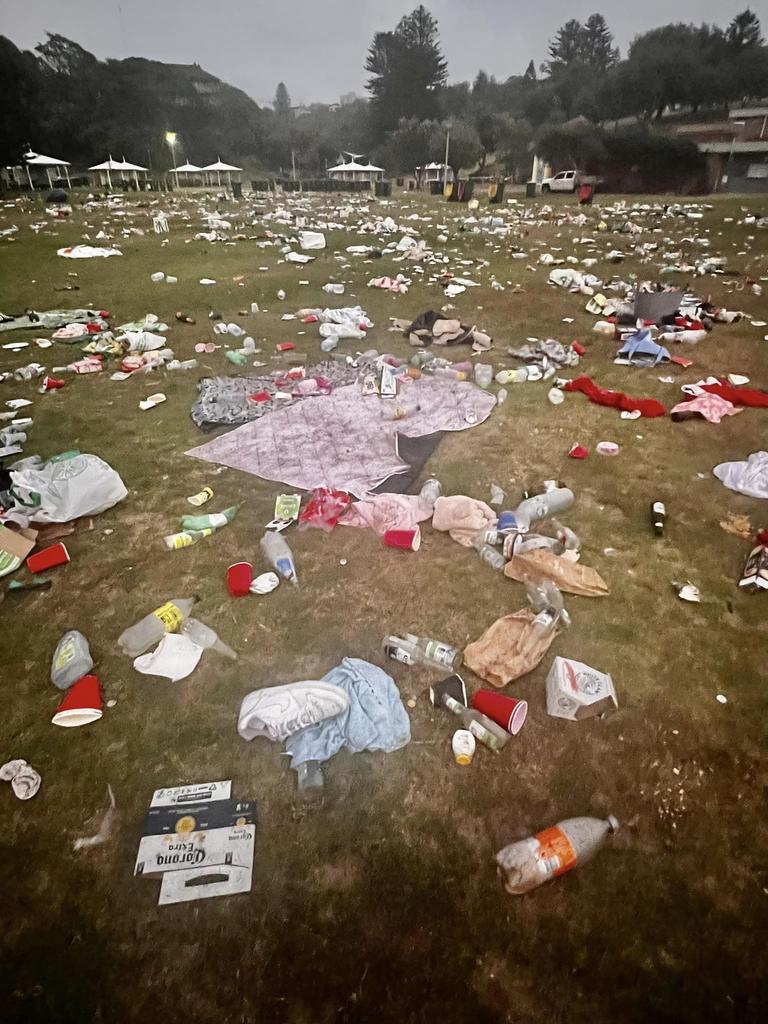 Bronte Beach, Sydney, trashed by Christmas Day partiers