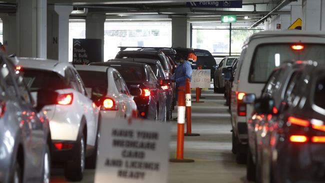 A testing site in a Bunnings carpark.