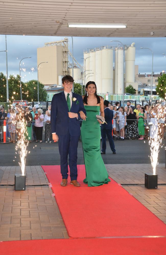 Toowoomba school formals. At the 2023 St Ursula's College formal is graduate Hayley Peters with her partner Ben Thomas. Picture: Rhylea Millar