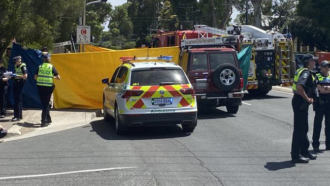 Police and emergency services at the scene of the crash. Picture: Todd Lewis