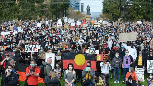 Images from the Black Lives Matter protest in Adelaide’s Victoria Square. Picture: Brenton Edwards