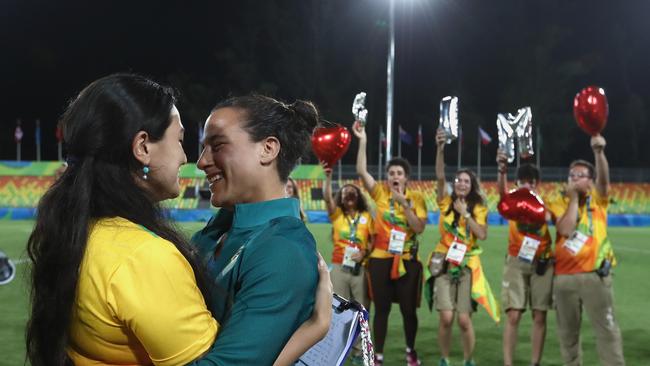 ‘She said yes’ erupted on Twitter after this proposal in Rio. Picture: Alexander Hassenstein/Getty Images