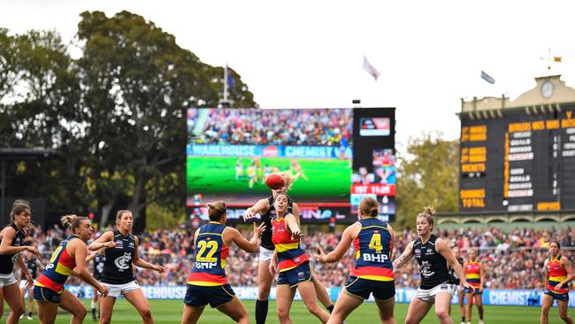 A bumper crowd packed Adelaide Oval for the 2019 decider between Adelaide and Carlton.