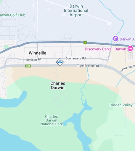 NT Incident map shows an active crash on Tiger Brennan Drive on May 13, 2025.