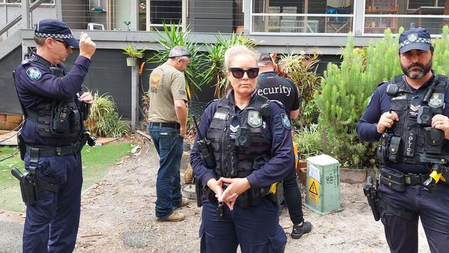 Police at Couran Cove Island Resort on South Stradbroke Island on Wednesday.