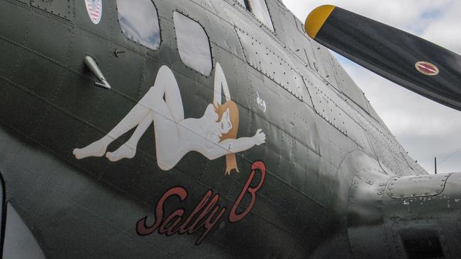 Nose art on a Boeing Flying Fortress bomber used in World War II.