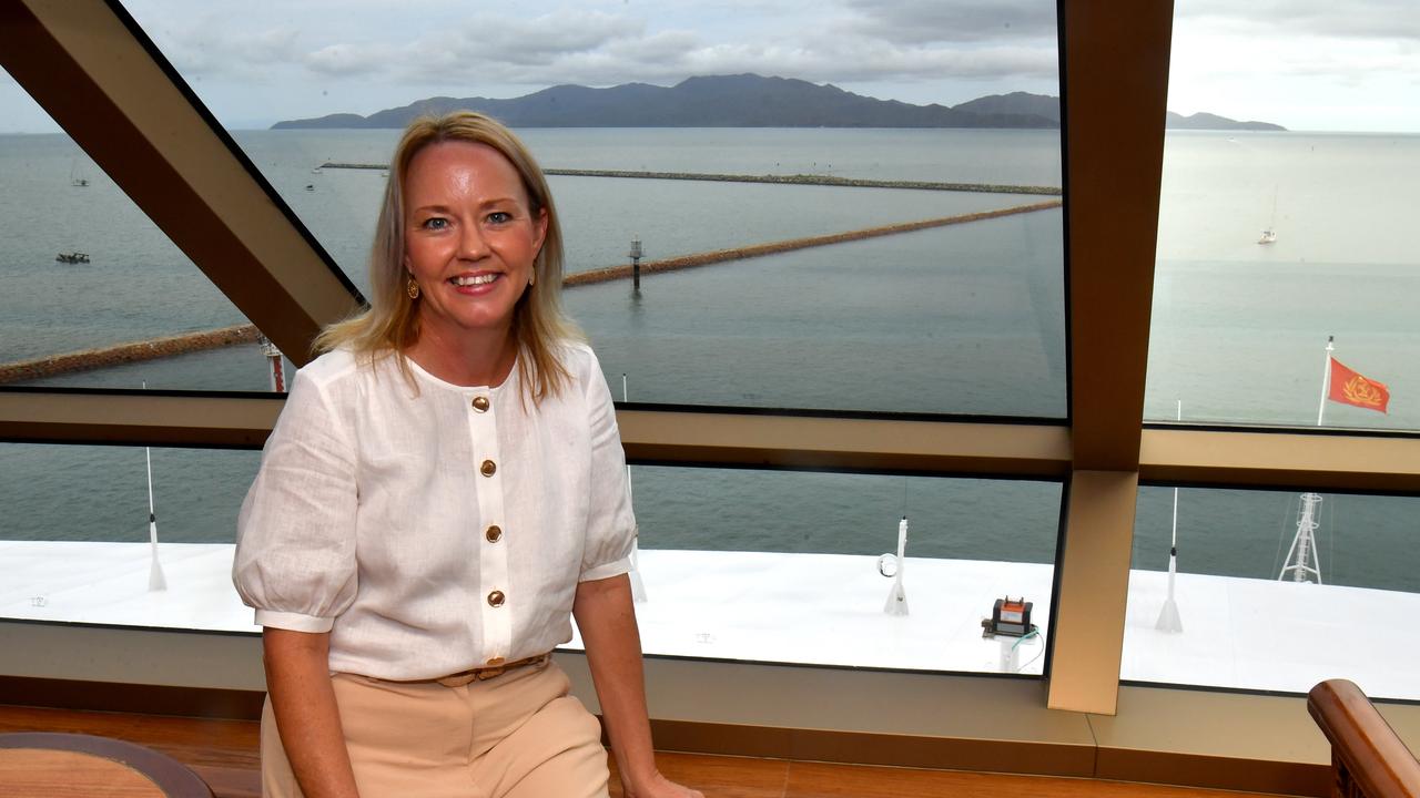 Queen Elizabeth at Townsville Port. Queen Elizabeth at Townsville Port. Townsville Port CEO Ranee Crosby in the Commodore Room. Picture: Evan Morgan