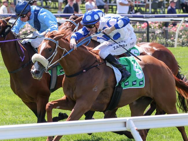 Autumn Angel ridden by Mark Zahra wins the TAB Kewney Stakes at Flemington Racecourse on March 09, 2024 in Flemington, Australia. (Photo by George Sal/Racing Photos via Getty Images)