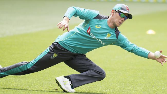 Adam Zampa has catching practice ahead of the first ODI against England. Picture: AAP