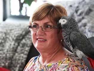 Parkinson’s sufferer Susan Ward with her African Grey parrot Georgie.