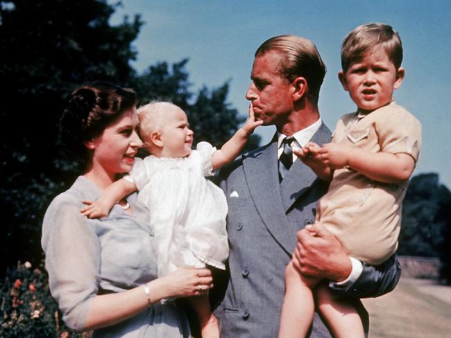 The Queen and Prince Philip with Anne and Charles. Picture: Getty Images 