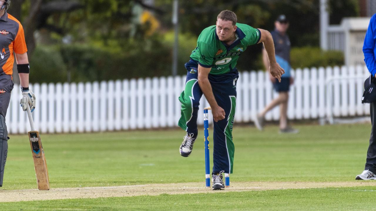 Luke Pollock bowls for Aidacare Aztecs.