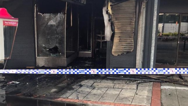 The burnt-out tobacco store in Morwell. Picture: Facebook