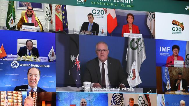 Scott Morrison takes part in the G20 Riyadh summit. Picture Adam Taylor