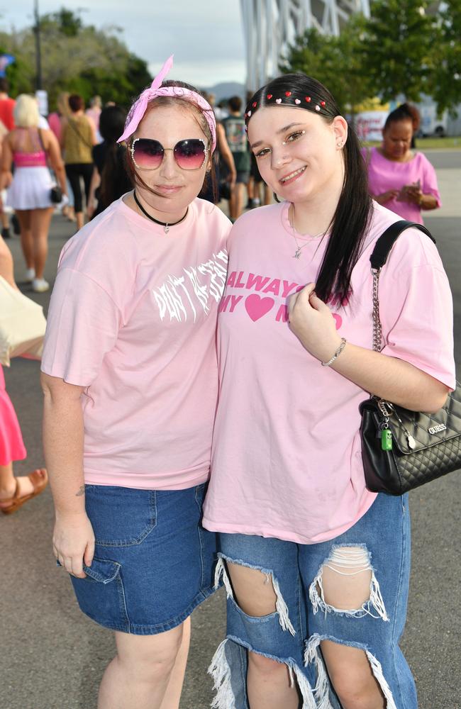 Socials at Pink convert at Townsville's Quensland Country Bank Stadium. Ebony and Michayla Lafferty. Picture: Evan Morgan