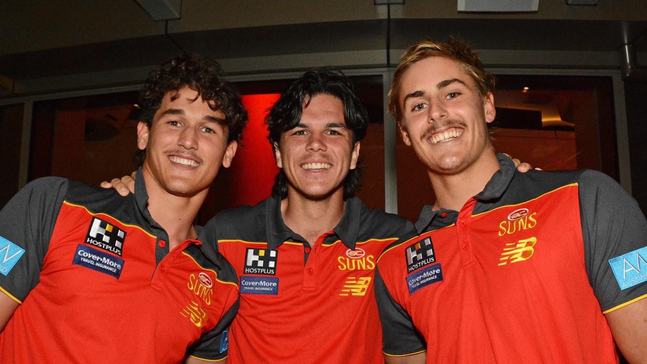 Wil Powell, Elijah Hollands and Jeremy Sharp at GC Suns 2022 season launch at Nineteen at The Star Gold Coast. Pic: (c) Regina King