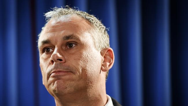 Chief Minister Adam Giles announcing Dave Tollner has resigned. Picture: Aaron Burton