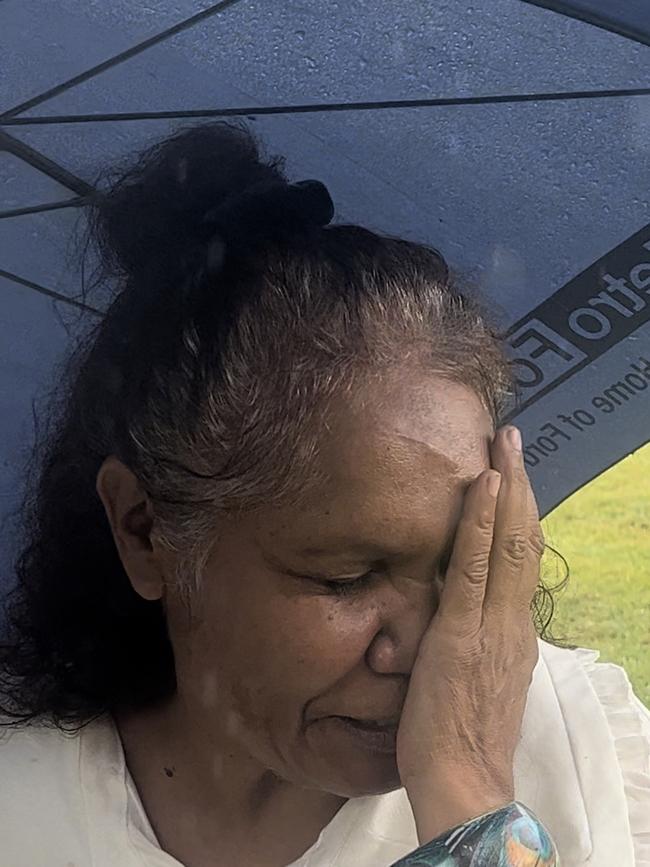 Ngarakbal elder Elizabeth Boyd broke down as she spoke about what Mount Warning/Wollumbin meant to her. Picture: David Bonaddio