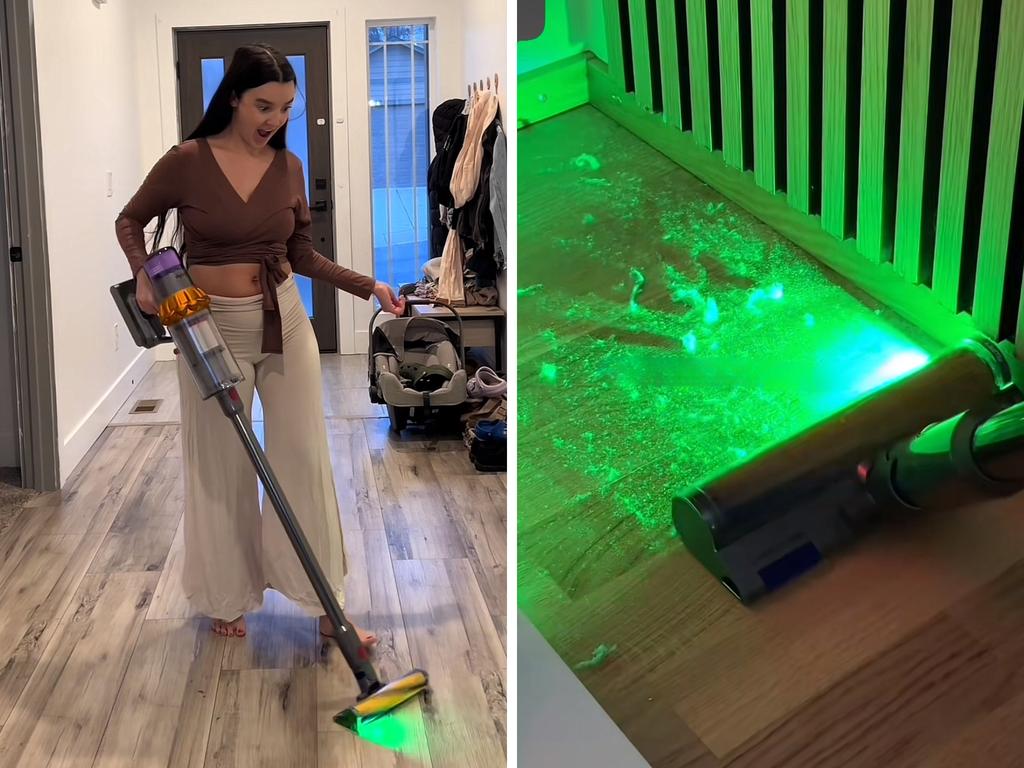 Dyson V15 Detect Absolute Stick Vacuum. Picture: TikTok/@kurinadele, @cleaningwithida