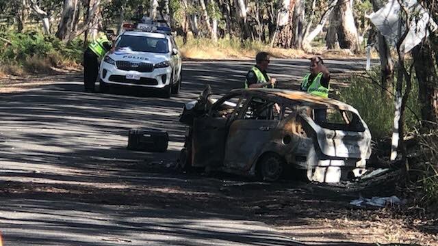 A driver has been seriously injured after crashing into a tree at Hindmarsh Valley. Picture: Ben Harvy