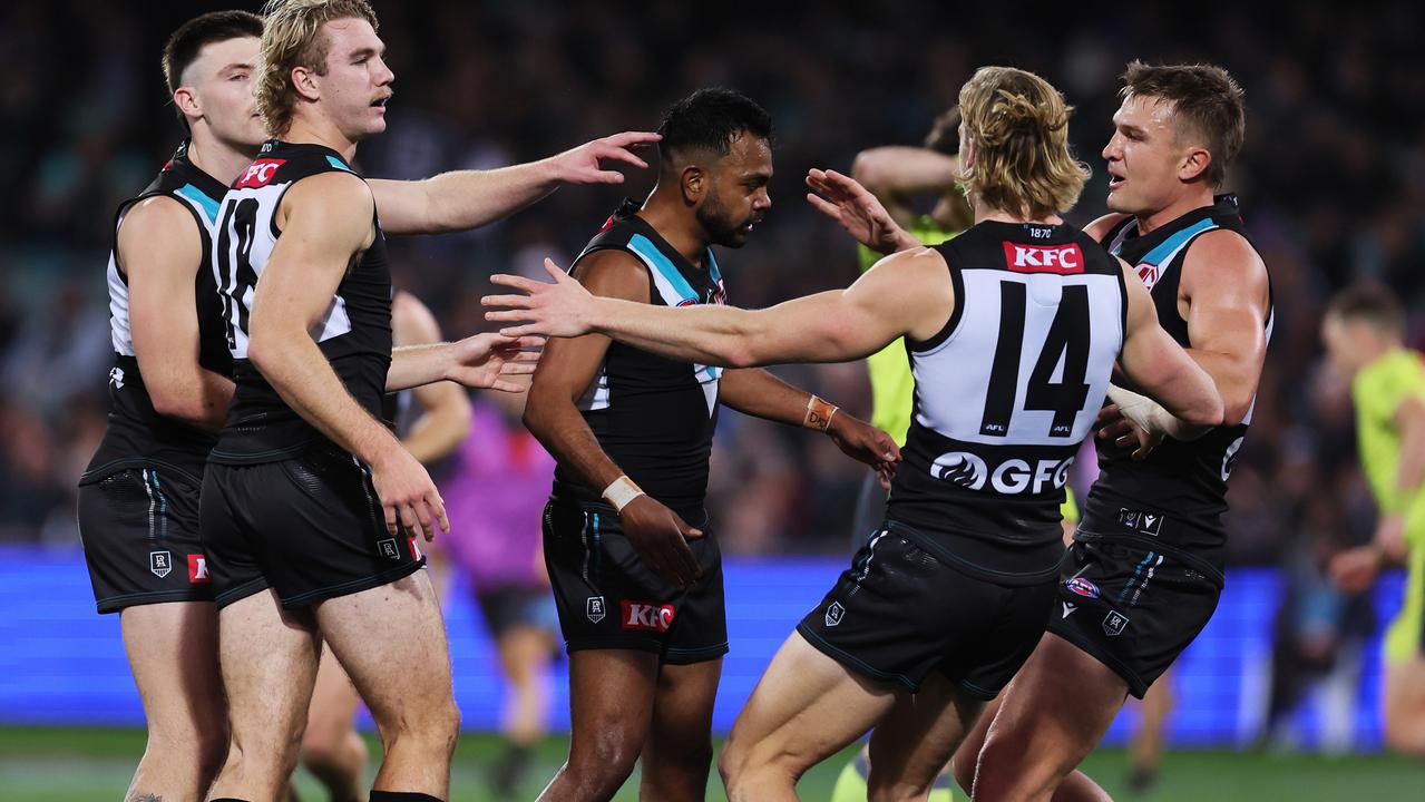 Willie Rioli was racially abused online after the incident. Picture: James Elsby/AFL Photos via Getty Images