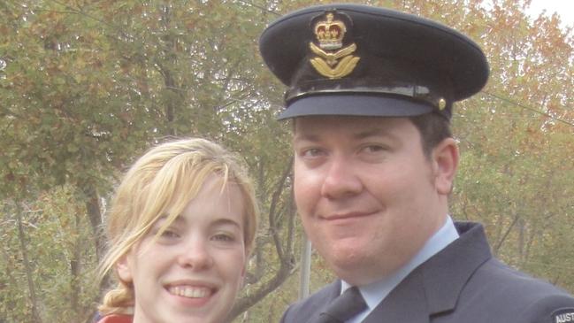 Annabelle Wilson and husband Josh Chalmer in uniform. Image supplied by Annabelle Wilson