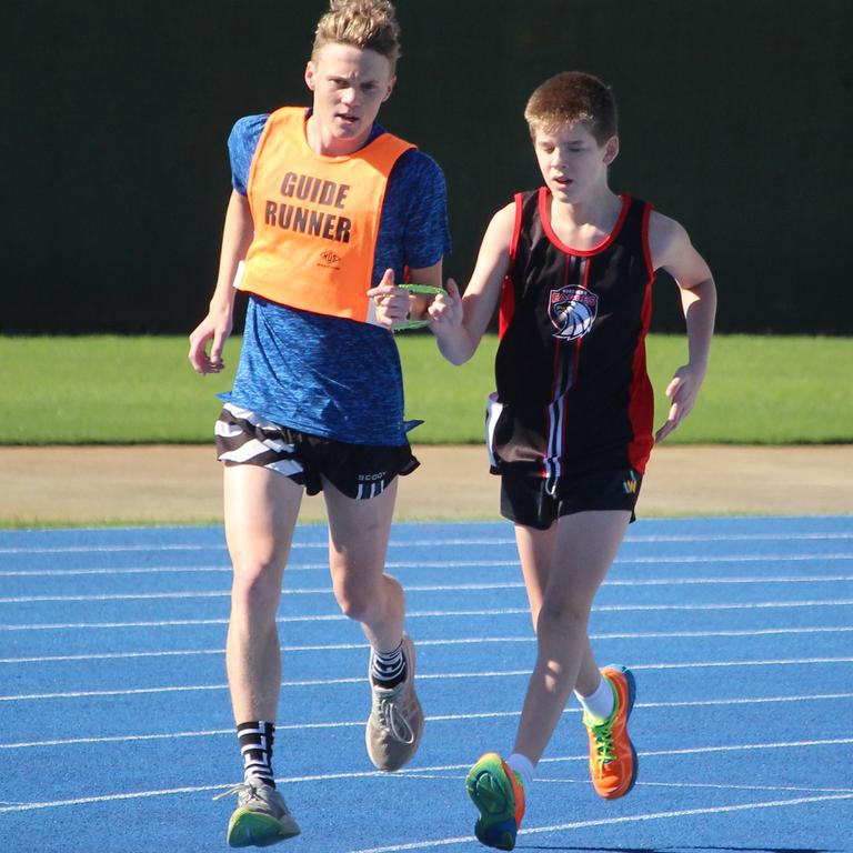 Blind athlete Sean Kendrick with his guide Billy Bishell.