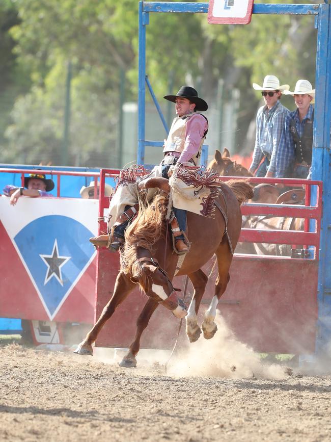 The solo open saddle bronc produced some fast and furious action.